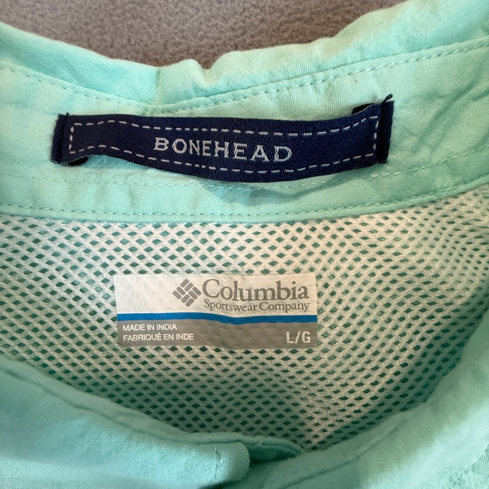 Columbia Shirt PFG Bonehead Fishing Mens Large Green Short Sleeve Fishing Hiking - Picture 9 of 10